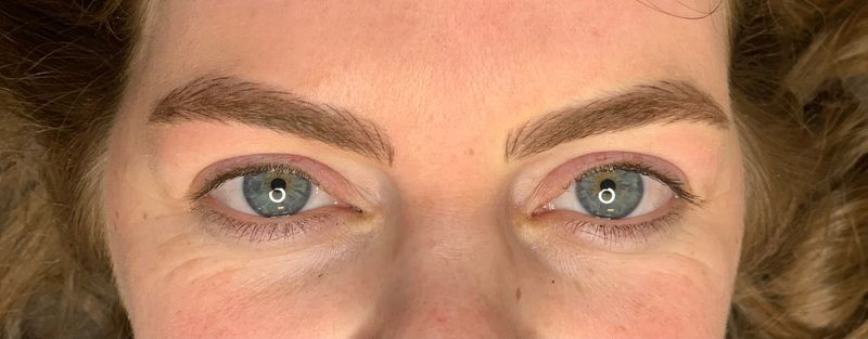Beide wenkbrauwen na permanente make-up: symmetrisch en natuurlijk van kleur